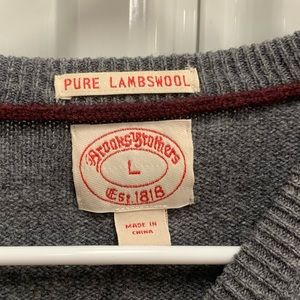 Brooks Brothers Lambs Wool Sweater Grey Adult Large